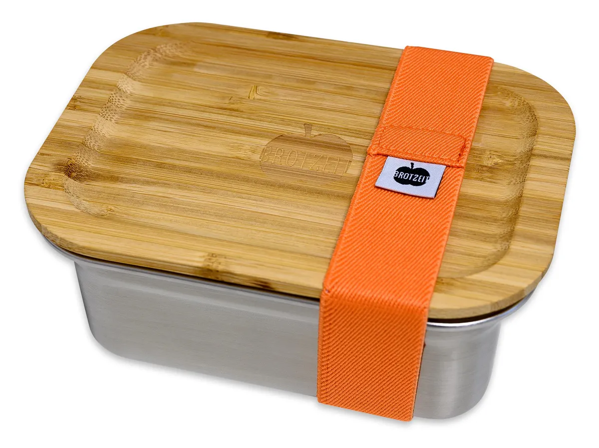 Brotzeit WOODY Lunchbox aus Edelstahl mit Bambusdeckel