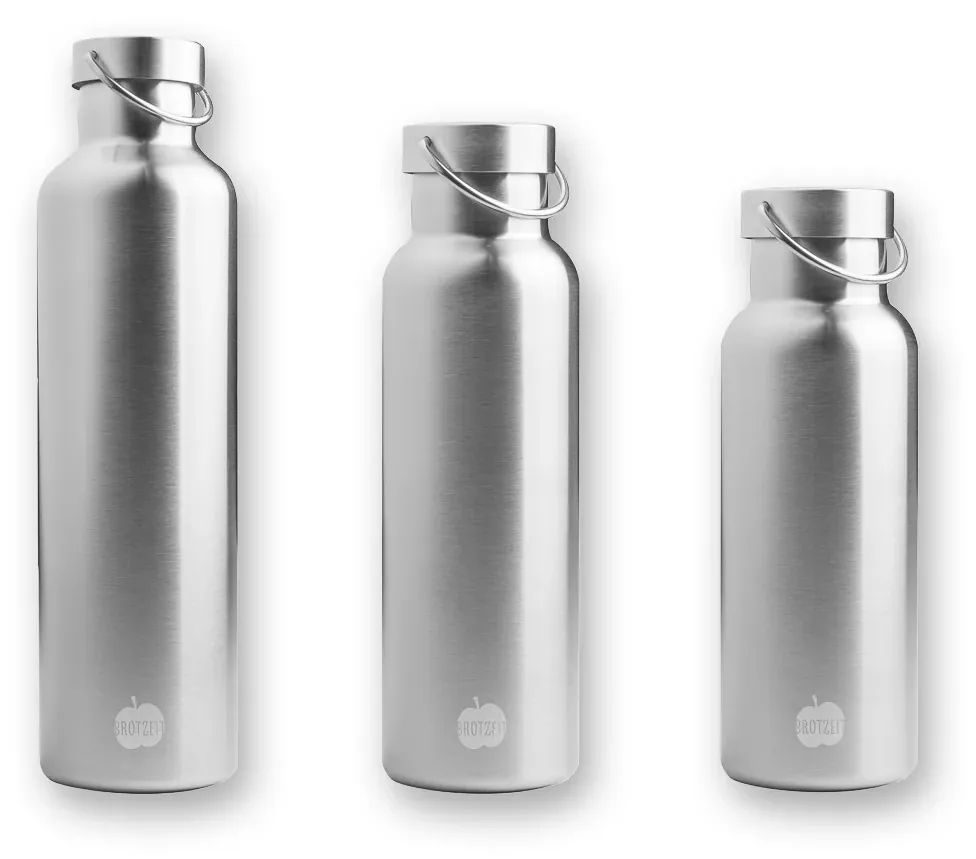 Brotzeit Thermosflasche aus Edelstahl plastikfrei Trinkflasche in 3 Grössen