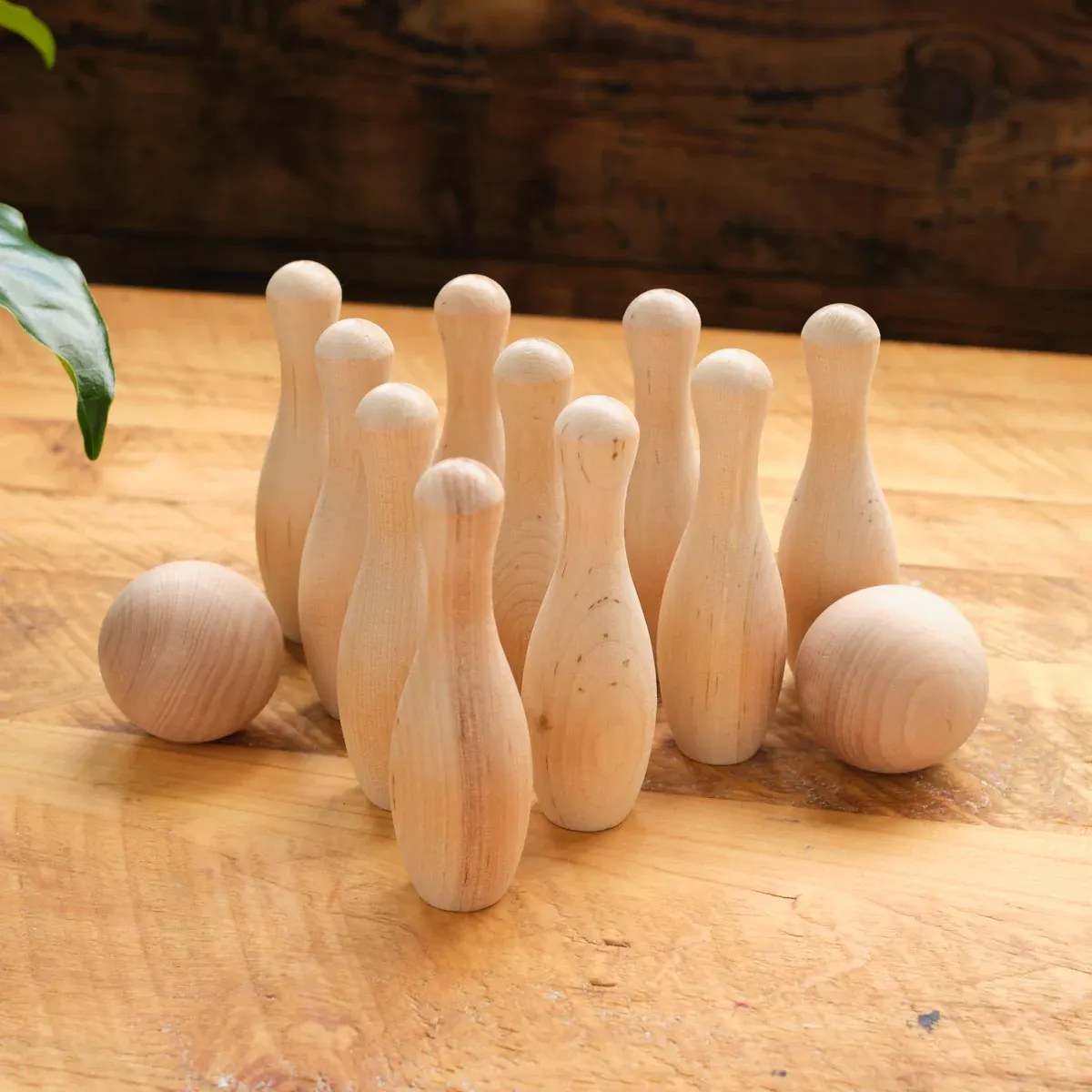 Classic Wood Skittles Bowling Game with Cotton Bag