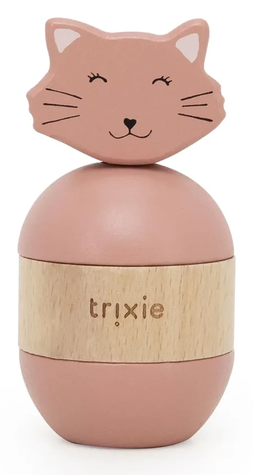 Houten stapelspeelgoed met rammelgeluid - Mrs. Cat