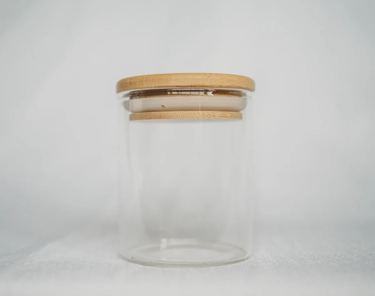 Small Glass Storage Jar with a Bamboo Lid - Bundle of 3