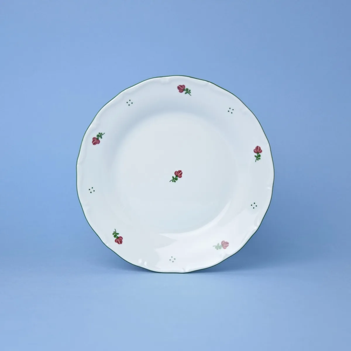 Talíř dezertní 19 cm, Verona červený kvítek + zelená, G. Benedikt 1882