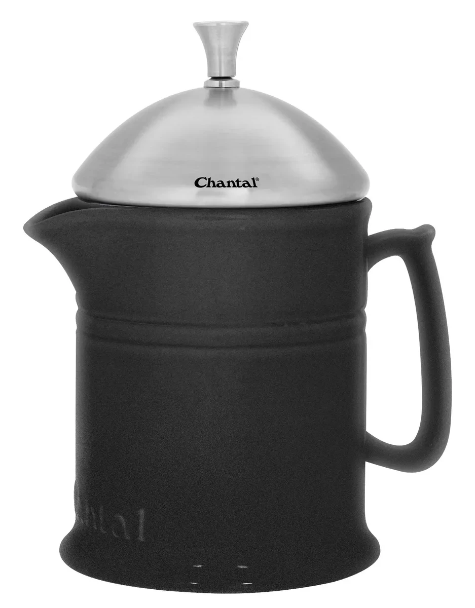 Ceramic French Press (16oz) with Stainless Steel Plunger Screen & Lid