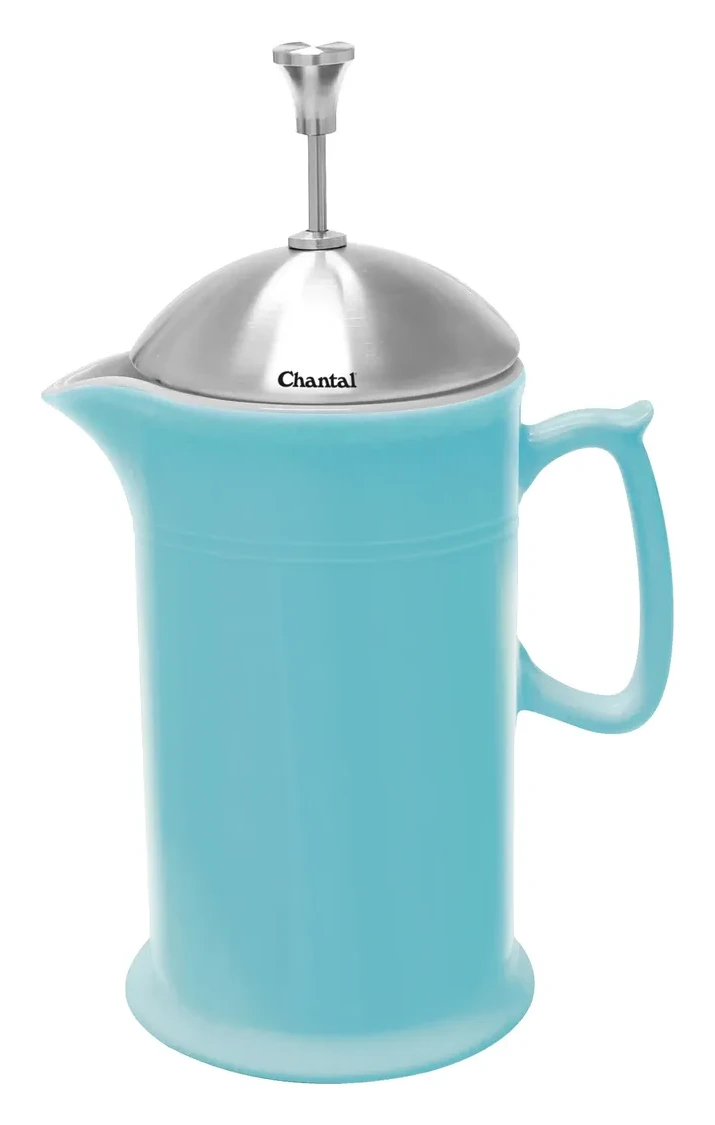 Ceramic French Press (28oz) with Stainless Steel Plunger Screen & Lid