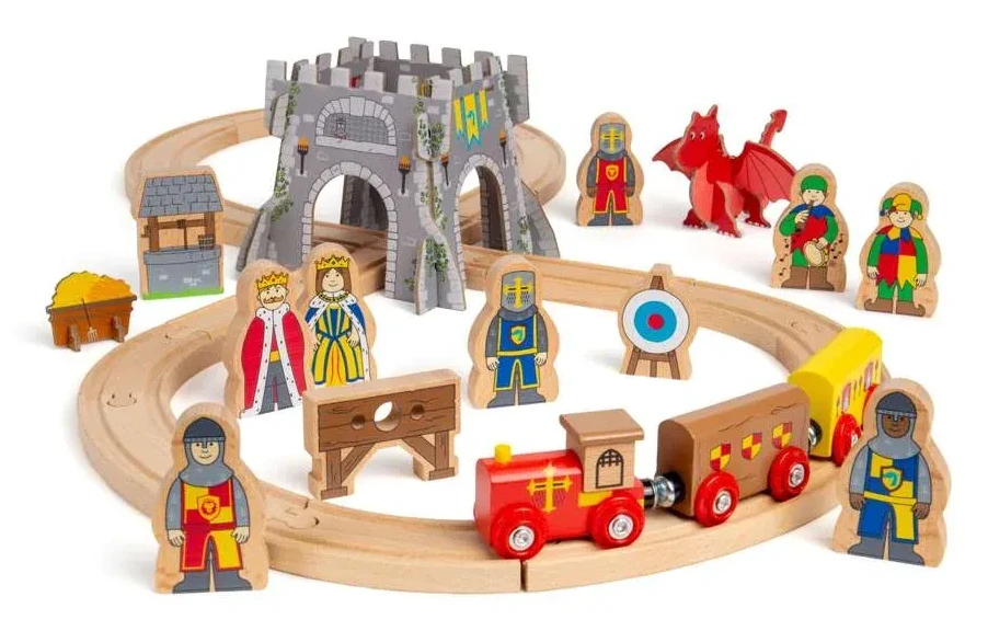 Medieval Train Set - 33 piece wooden railway