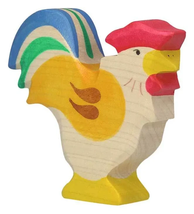Holztiger Rooster Wooden Farm Animal Figure