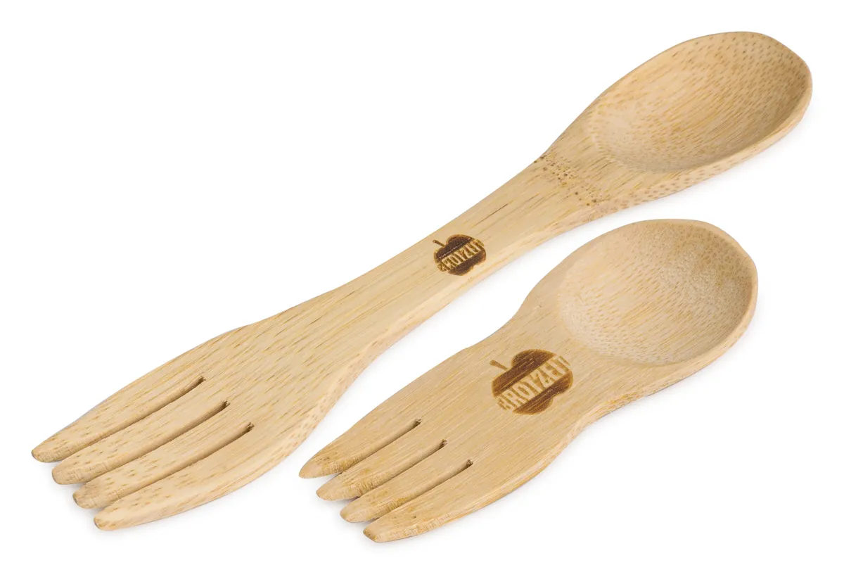 Brotzeit Spork Löffel und Gabel in einem aus Bambus Göffel