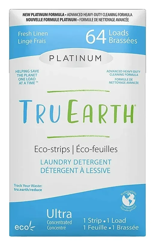 Tru Earth Laundry Detergent Eco Strips (Platinum)- 64 strip pack