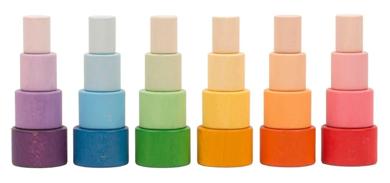 Boles de madera nido apilables de colores (24)