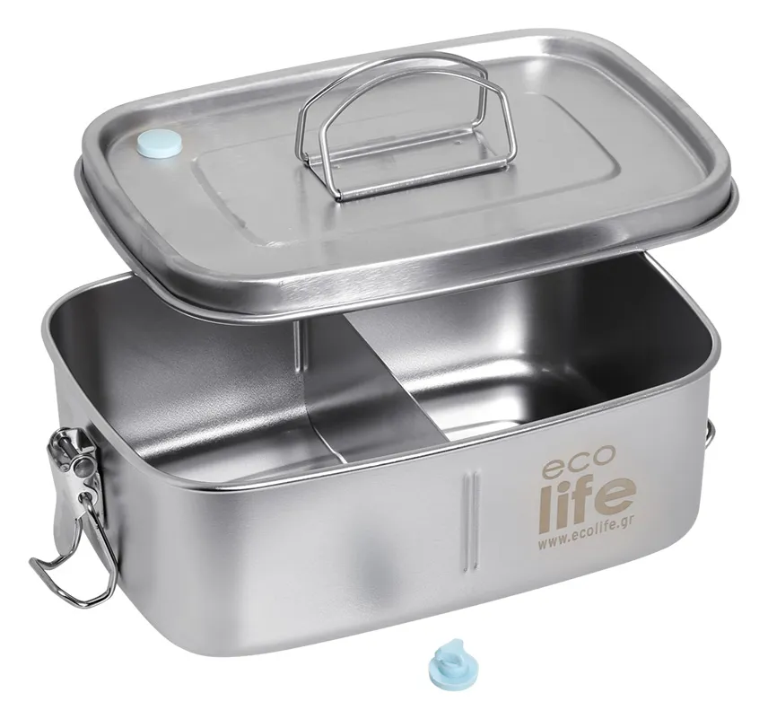 Ecolife Ανοξείδωτο Φαγητοδοχείο 1lt Μονού Τοιχώματος (Ανοξείδωτο Καπάκι)