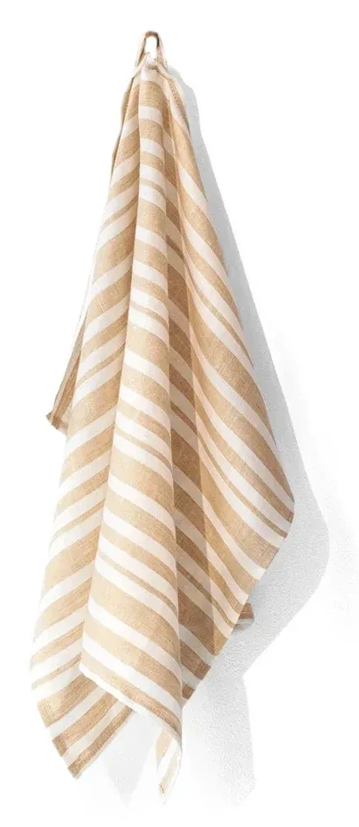 Leinen-Geschirrtuch «Sand-Beige gesteift» - Magic Linen
