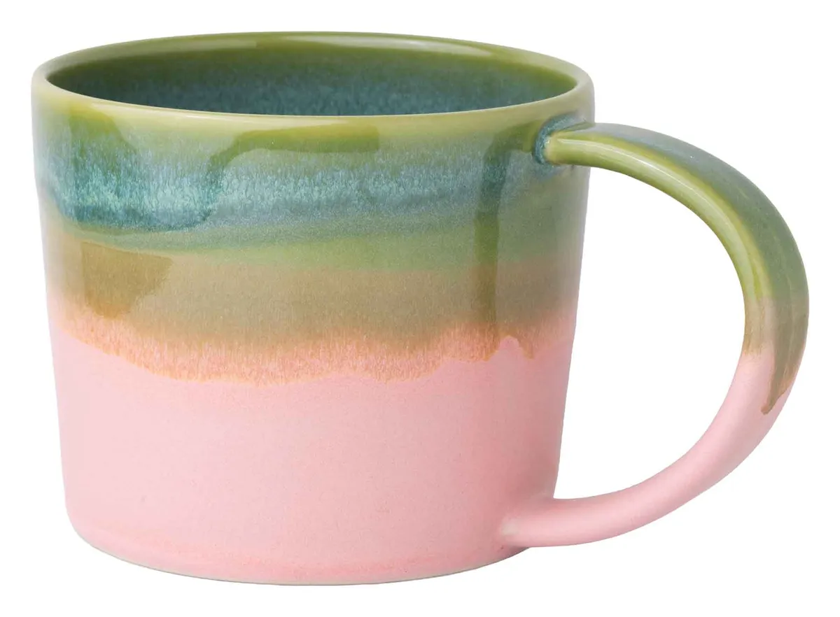 Grosse Tee Tasse Grün / Rosa