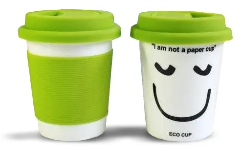'I Am Not a Paper Cup' Thermal Porcelain Mug (230ml) - Green
