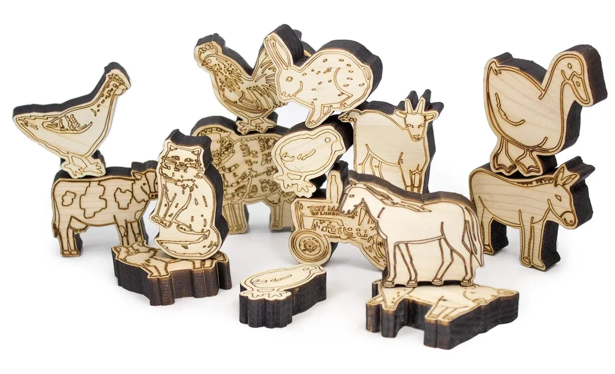 Wooden Stacking Farm Animals – 15 Piece Set